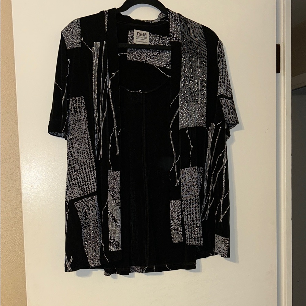 Black and Gray Patterned Cardigan